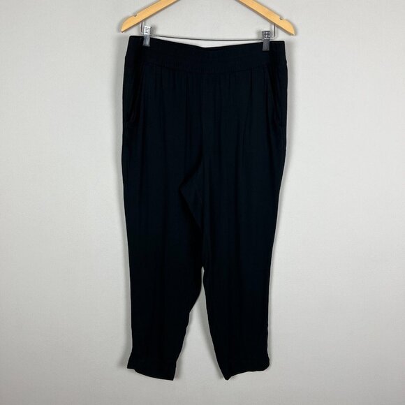 Jessica Simpson Pants Womens Large Black Pull On Ankle Pockets Boho Casual‎ L - Picture 1 of 10